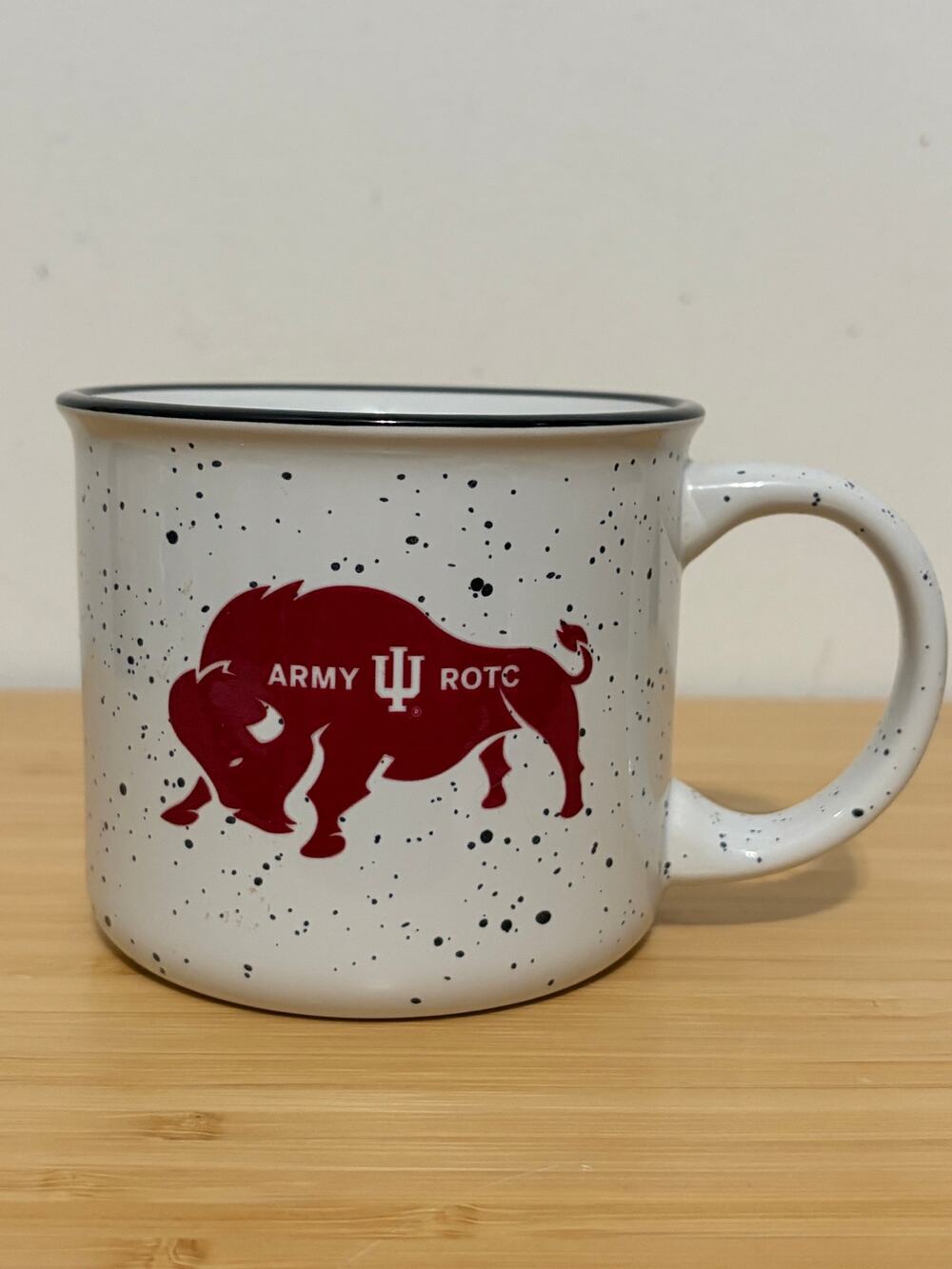 Indiana University Army ROTC Bison Coffee Mug IU Military Speckled Ceramic